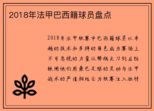 2018年法甲巴西籍球员盘点